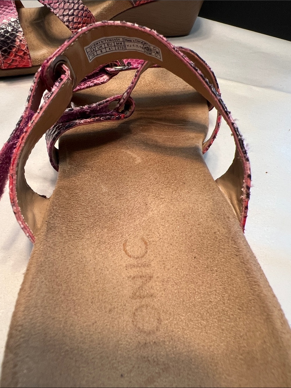 Vionic Pink Snake-Print Triple Buckle Slide Sandal - Picture 2 of 6